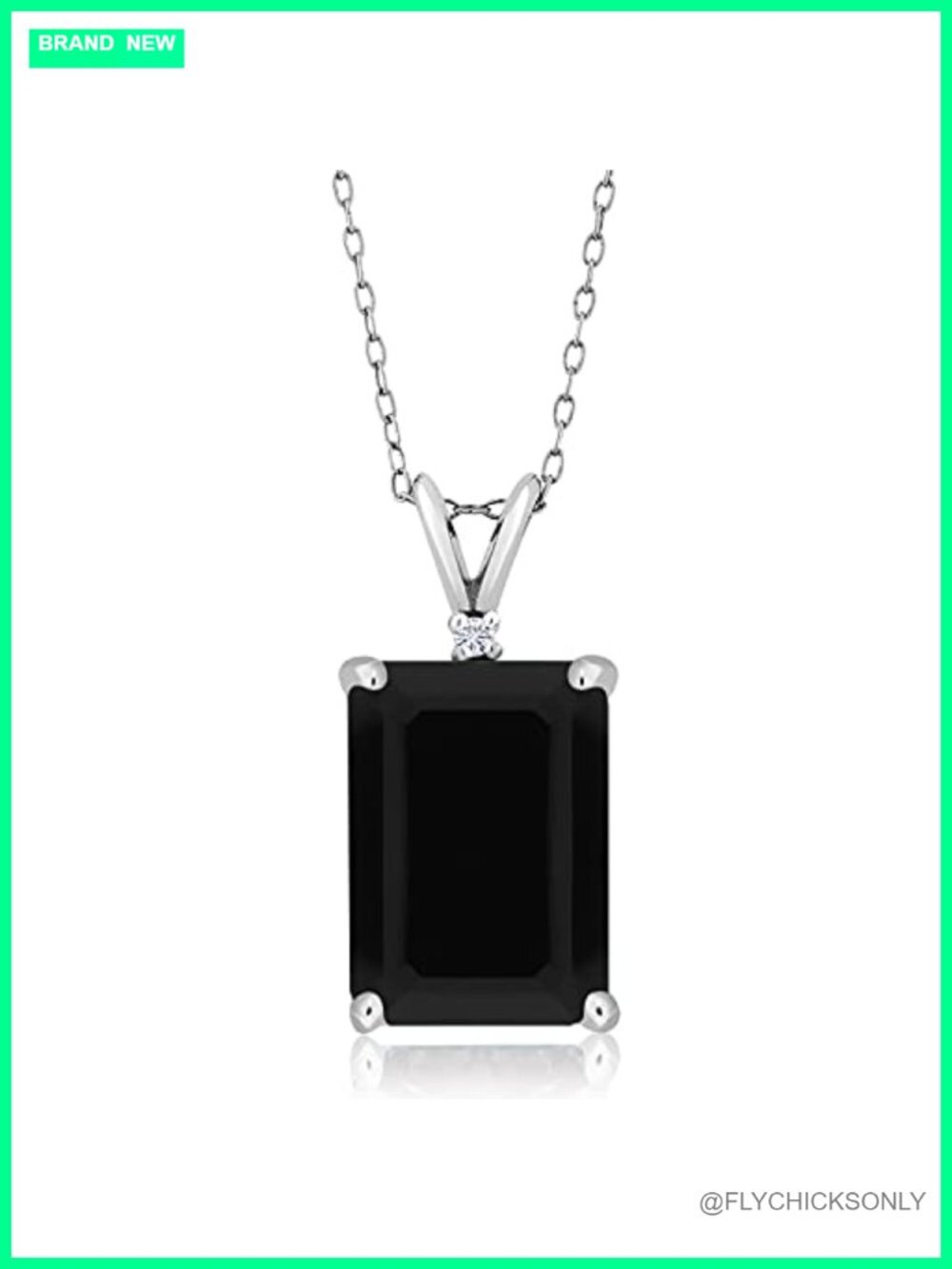 925 Sterling Silver Emerald Cut Gemstone Birthstone Pendant Necklace